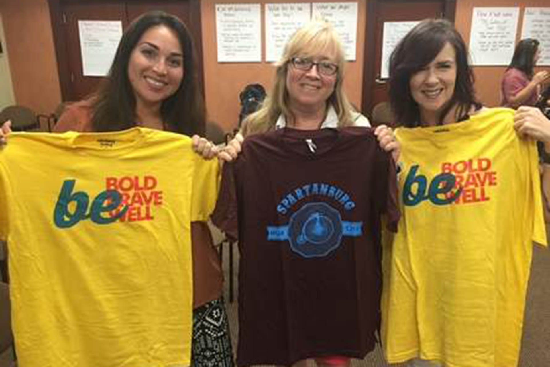 Allison Panella, Kim Tangermann and Shelly Mascari of the Lake County team show off their swag